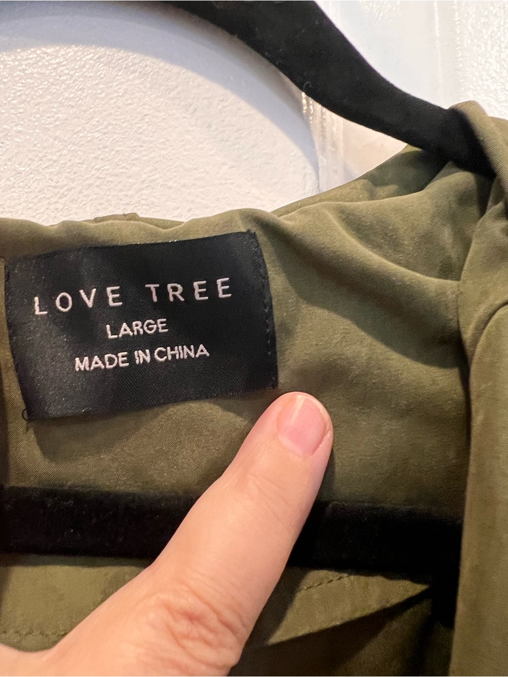 Love Tree Womens Large Olive Green Hooded Utility Jacket Open Front Size L - Picture 5 of 6